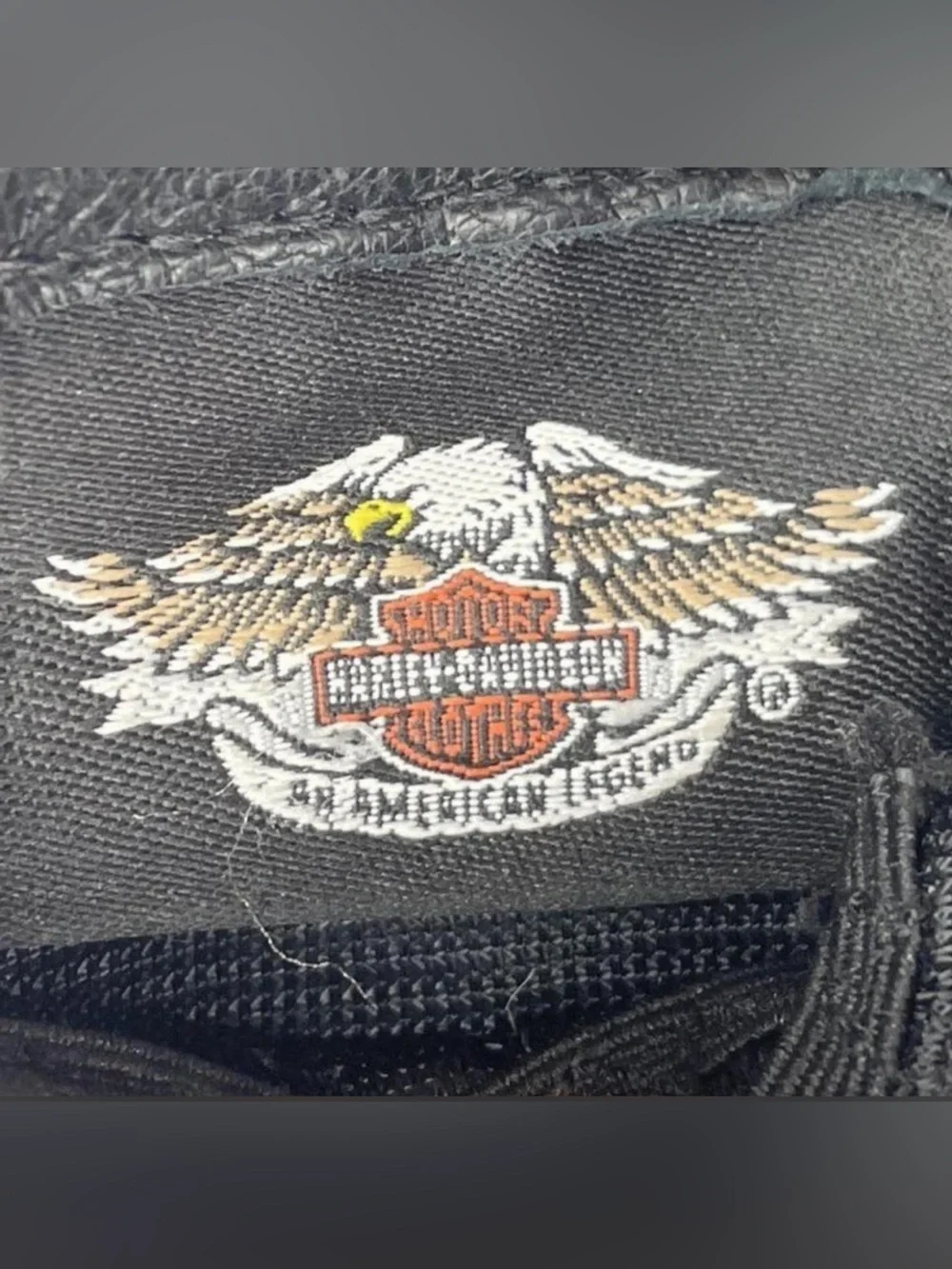 Harley-Davidson Black Leather Gloves with Orange Logo Accents